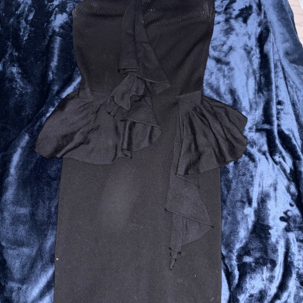 Nanette Lepore Black Strapless Peplum Dress